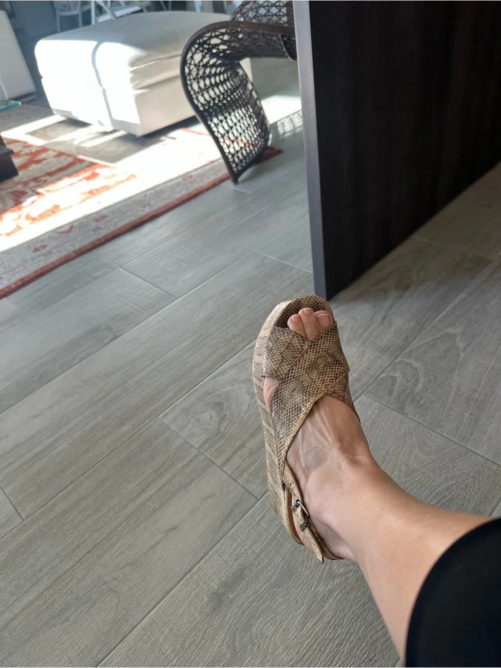 Maliparmi Taupe Snakeskin-Patterned Wedge Sandal